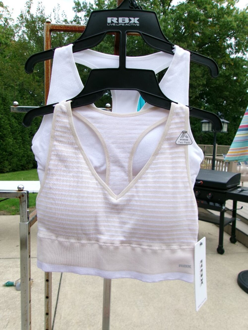NWT RBX BLACKBLACK STRIPE SPORTSBRAS S